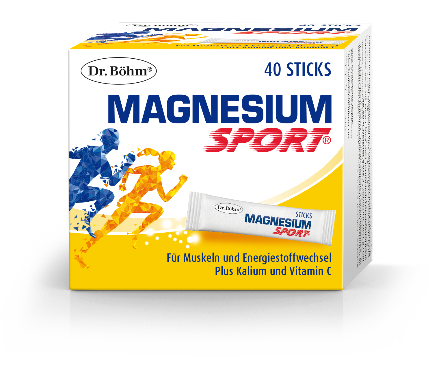 dr_boehm_magnesium_sport_sticks_40st_apotheke_ebenfurth Dr. Böhm Magnesium Sport Sticks in der Apotheke Ebenfurth: Abbildung zeigt Magnesium Sticks und zwei laufnde Personen