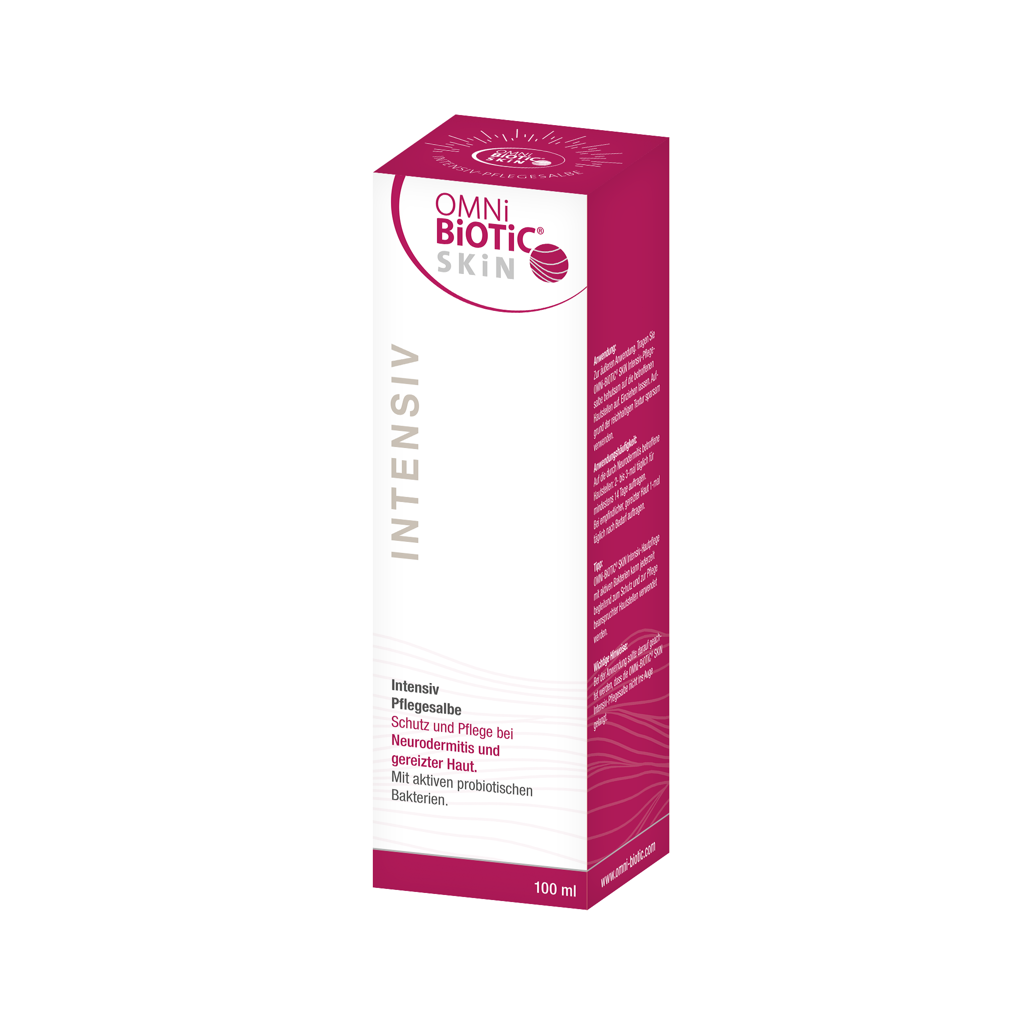 OMNI-BiOTIC SKIN in der Apotheke Ebenfurth Abbildung zeigt Faltschachtel von OMNI-BiOTIC SKIN in weiß und rot<br />